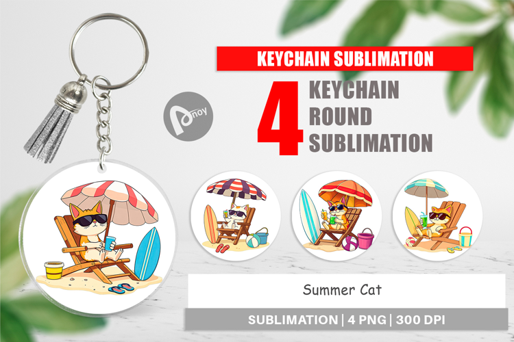 Keychain Summer Cat