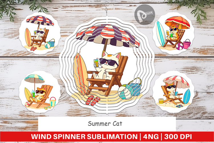 Wind Spinner Summer Cat
