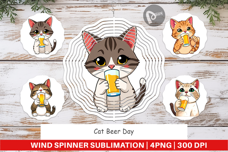 Wind Spinner Cat Beer Day