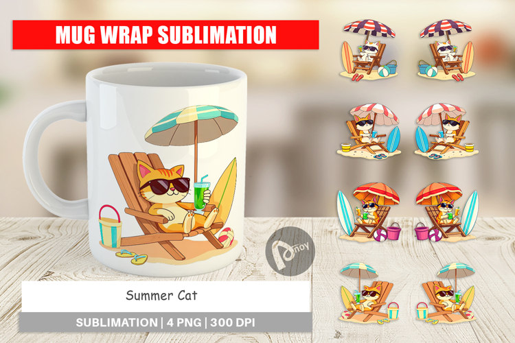 Mug Wrap Summer Cat