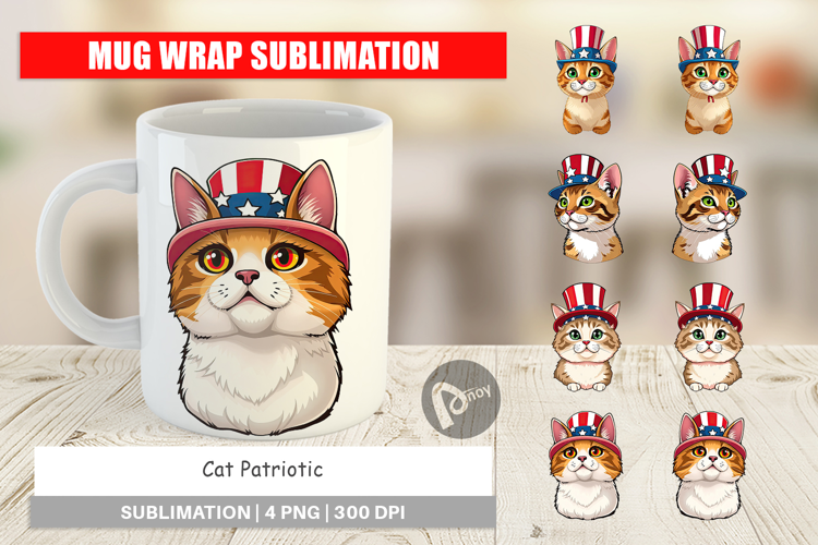 Mug Wrap Cat Patriotic