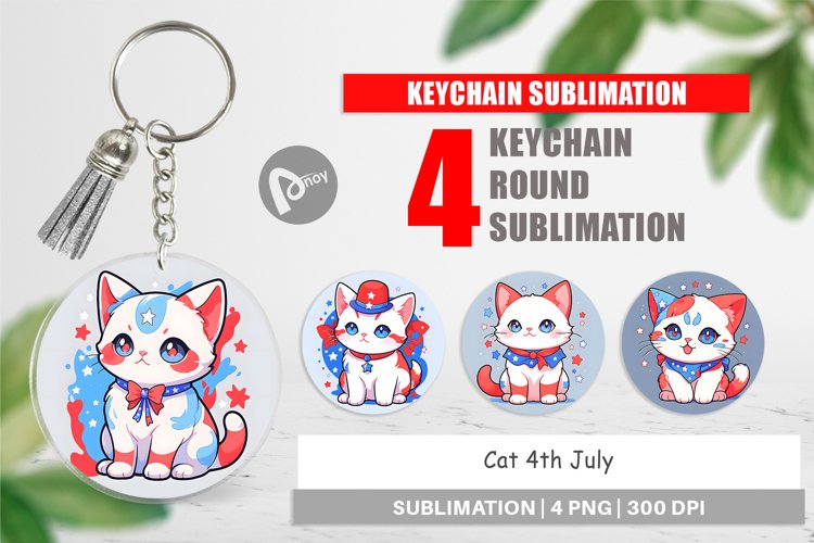 Keychain Cat 4th July