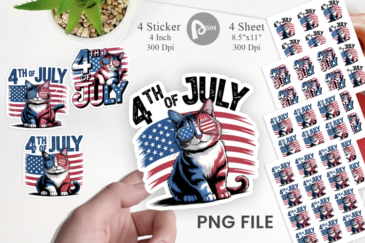 4th of July Cat Sticker