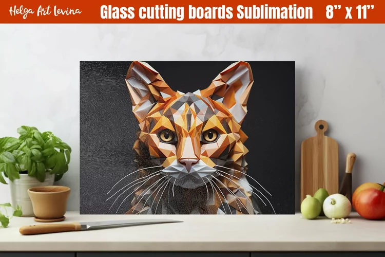 Glass Cutting Boards Kitchen | Polygonal cat
