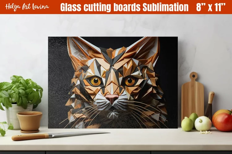 Glass Cutting Boards Kitchen | Polygonal cat