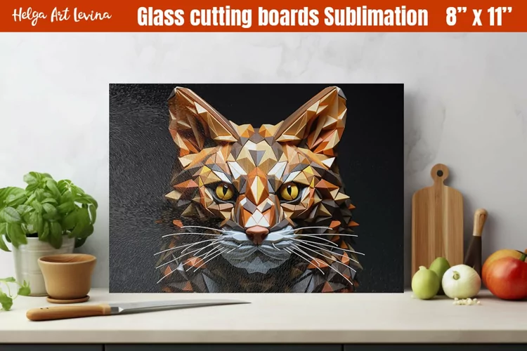 Glass Cutting Boards Kitchen | Polygonal cat