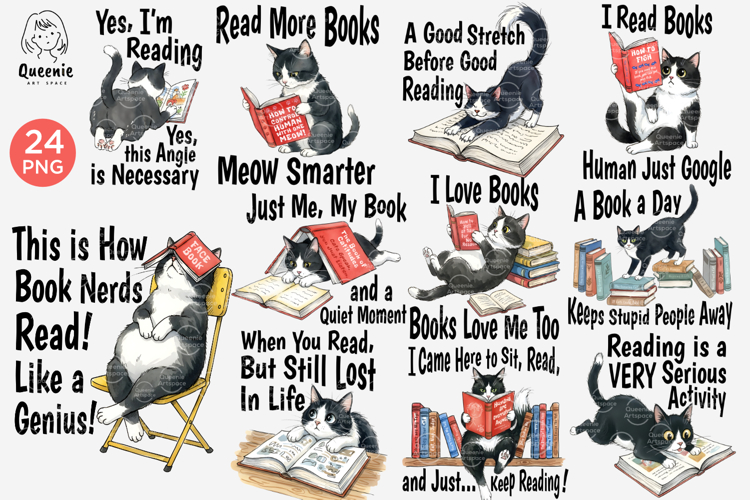 Funny Cat Reading Books Bookworm Bookish Era Sublimation
