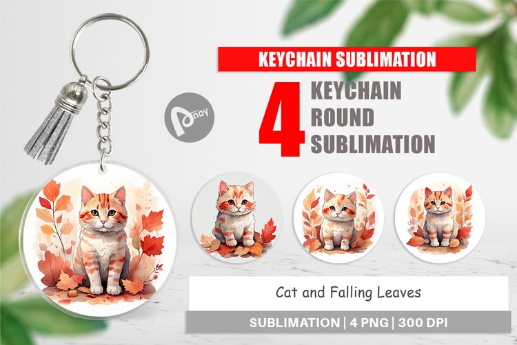 Keychain Cat Among Falling Leaves example image 1