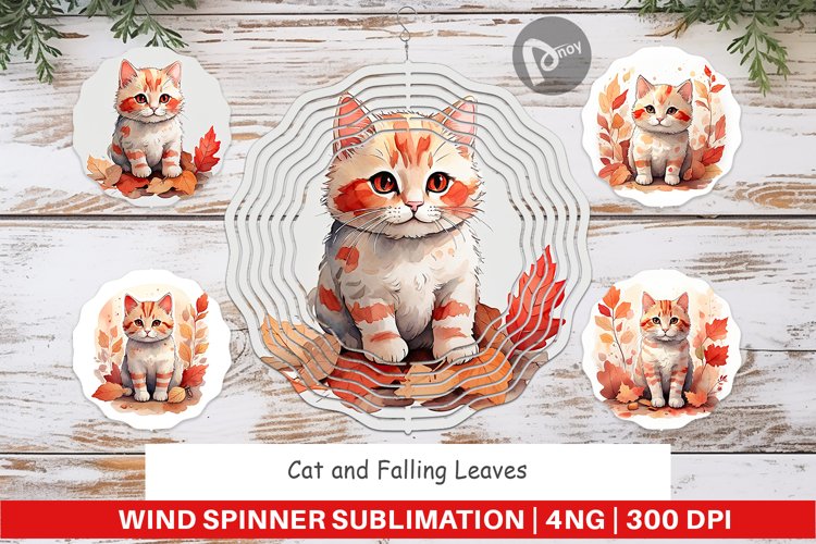 Wind Spinner Cat Among Falling Leaves