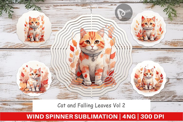 Wind Spinner Cat Among Falling Leaves
