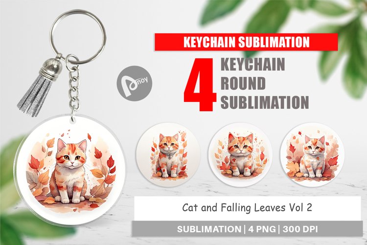 Keychain Cat Among Falling Leaves