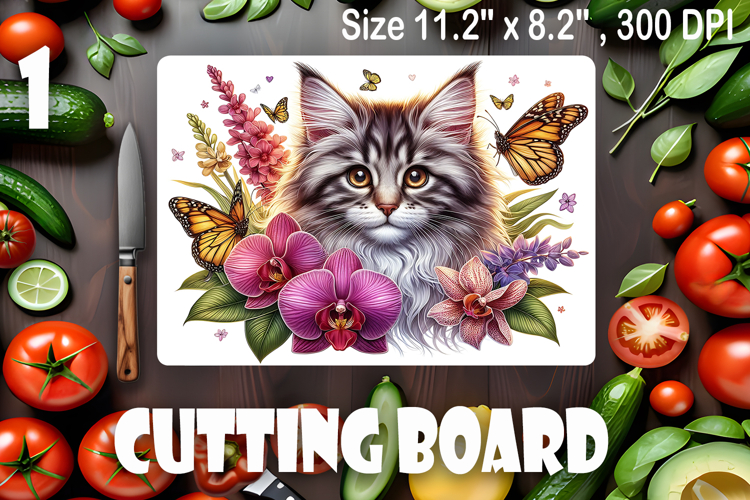 Funny Cats cutting board sublimation, Flowers sublimation