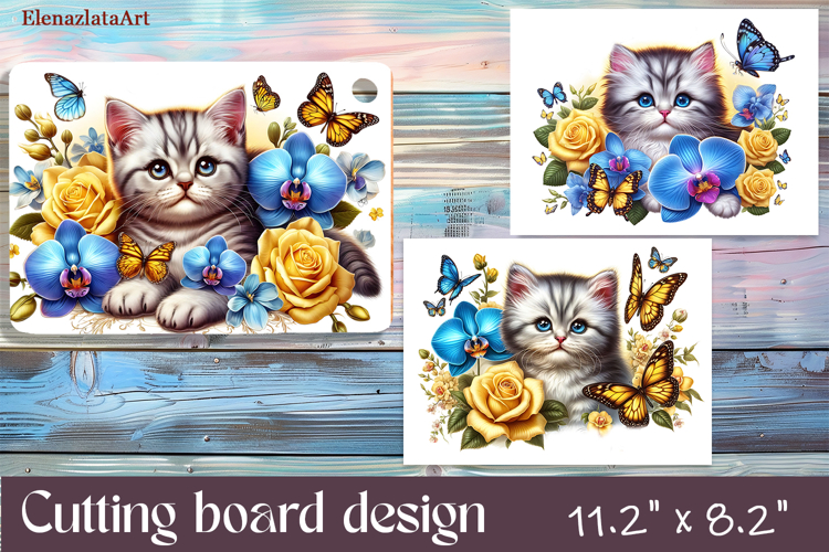Funny Cats cutting board sublimation, Flowers sublimation