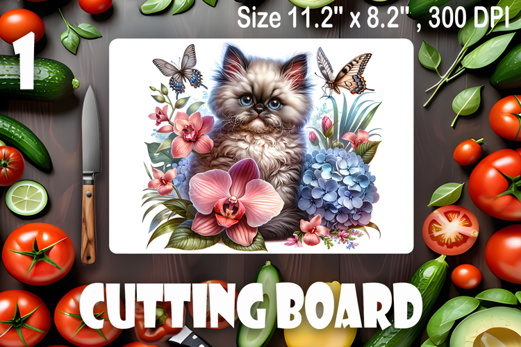 Funny Cats cutting board sublimation, Flowers sublimation
