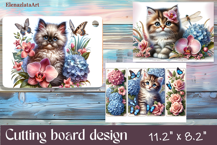 Funny Cats cutting board sublimation, Flowers sublimation