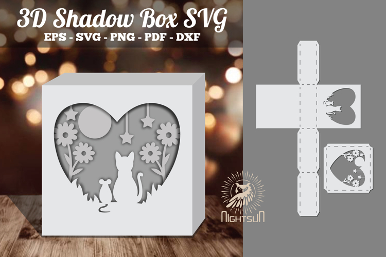 Cat and Mouse 3D Papercut Shadow Box SVG