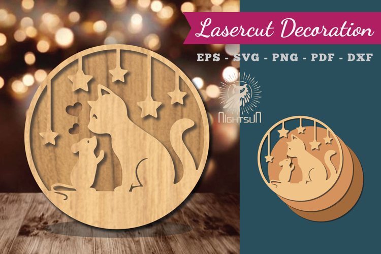Cat and Mouse Lasercut Round