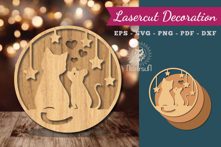 Cat and Mouse Lasercut Round