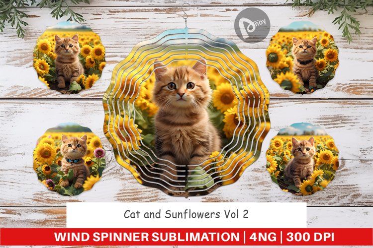 Wind Spinner Cat and Sunflowers