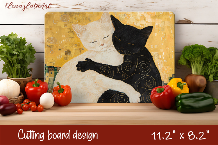 Cute cat love Cutting Board Sublimation Design | cats