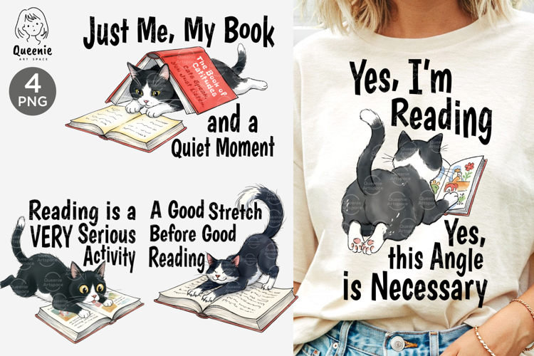 Funny cat Reading Book Quotes Sarcastic Book Lover Bookworm