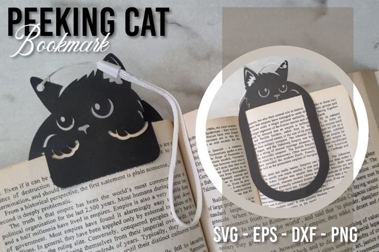 Paper Cut Peeking Cat Bookmark SVG