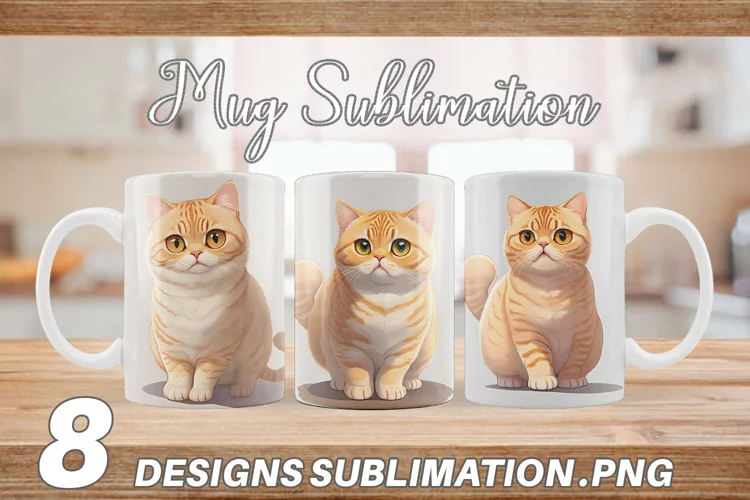 Cat British Mug sublimation design