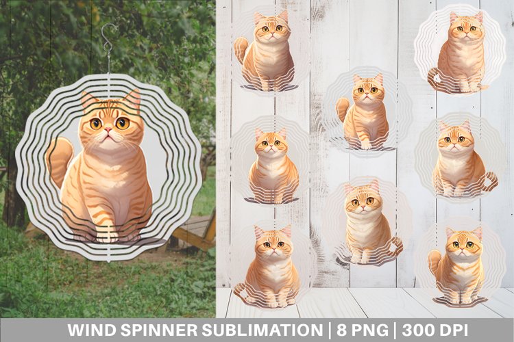 Cat British Wind Spinner | Sublimation Spinner Design