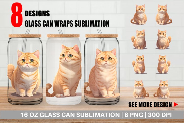 Glass Can Wraps Cat British