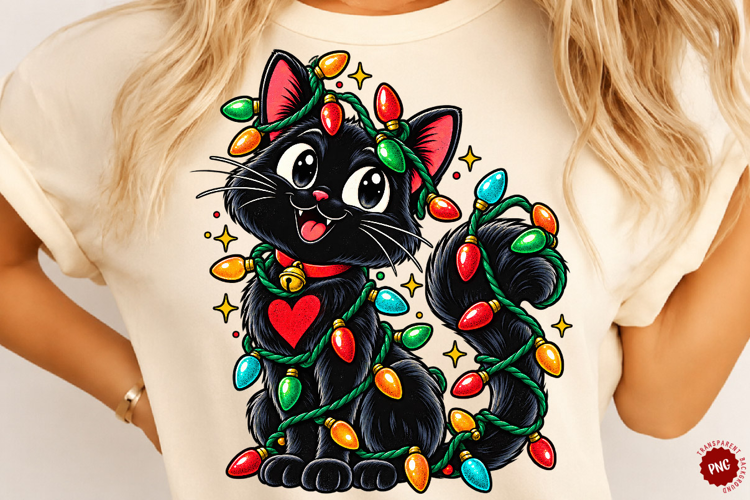 Cat Christmas PNG, Meowy Xmas Holiday Digital Design Png