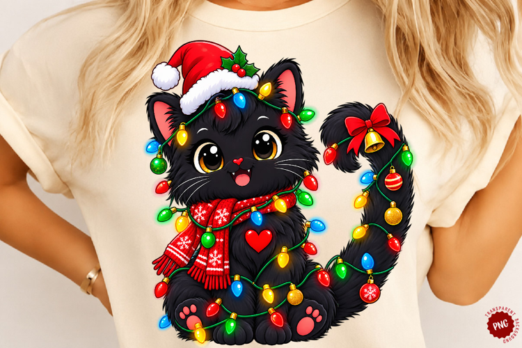 Cat Christmas PNG, Meowy Xmas Holiday Digital Design