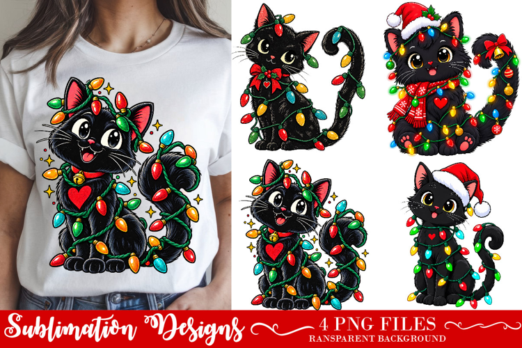 Cat Christmas PNG, Meowy Xmas Holiday Digital Design