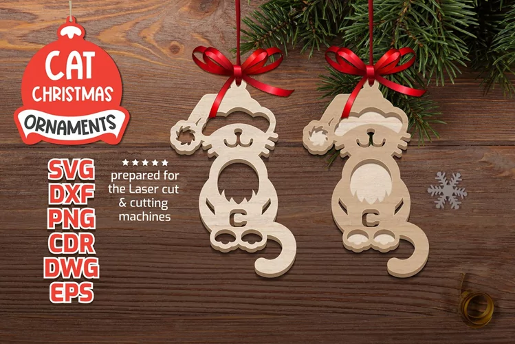 Cat Christmas Santa SVG Cat Christmas ornaments door porch