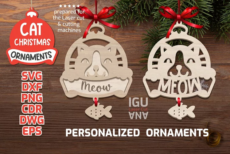 Cat Christmas SVG Christmas ornaments SVG personalized tags