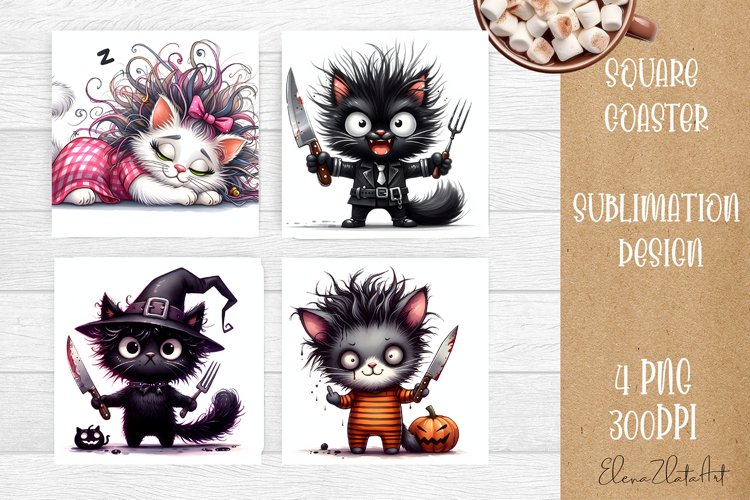 Funny cat Coaster Sublimation | Cat Square Coaster