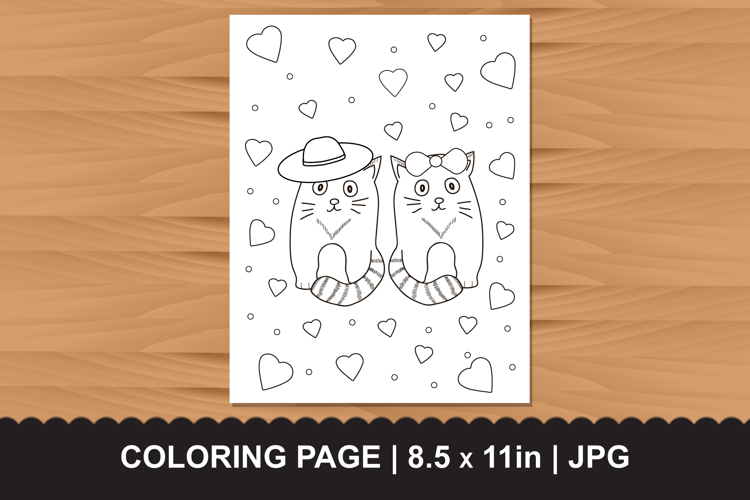 Cute Cat Couple Coloring Page