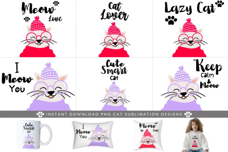 Cat PNG Bundle, Cat Quote Bundle, Cat Mom   Cat Lover Bundle