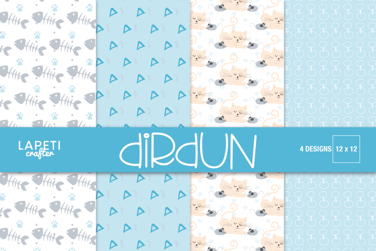 Cat Digital Papers, Cute Kitten Patterns 12x12 Backgrounds