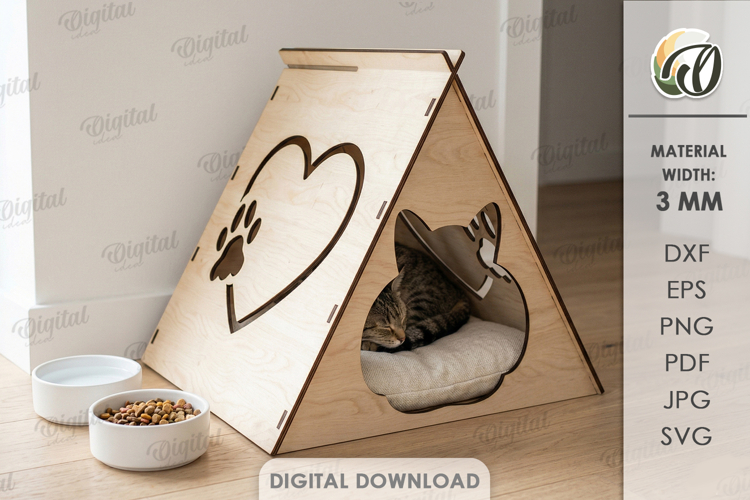 3D Pet House Laser Cut. Cat And Dog Home SVG