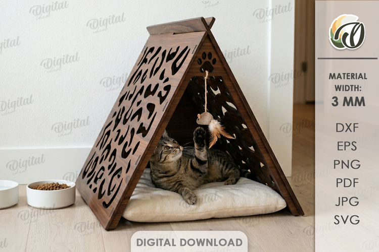 3D Pet House Laser Cut. Cat And Dog Home SVG