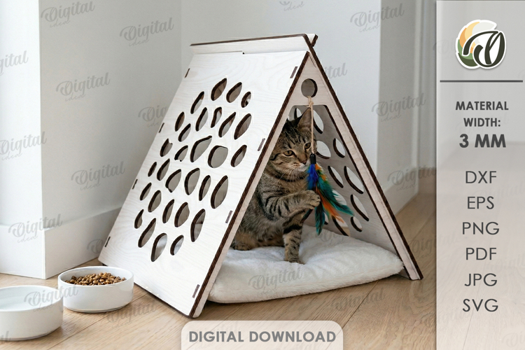 3D Pet House Laser Cut. Cat And Dog Home SVG