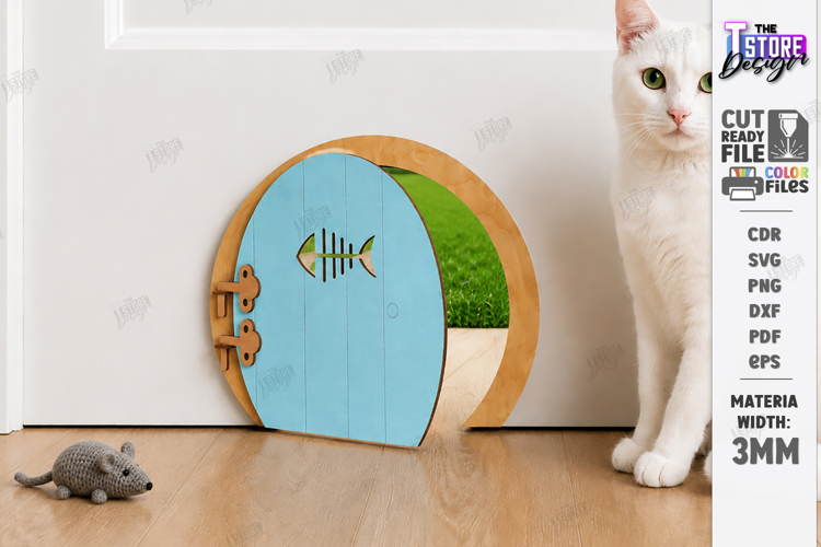 Wooden Cat Door Laser Cut | Pet Friendly Home | Home Decor
