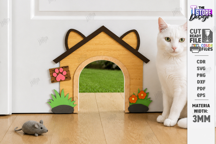 Wooden Cat Door Laser Cut | Pet Friendly Home | Home Decor