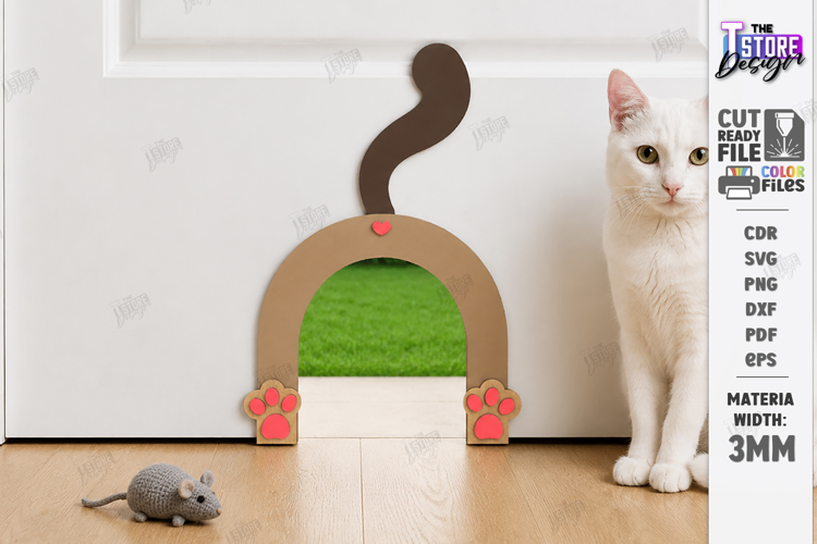 Wooden Cat Door Laser Cut | Pet Friendly Home | Home Decor