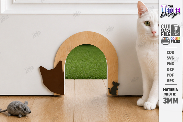 Wooden Cat Door Laser Cut | Pet Friendly Home | Home Decor
