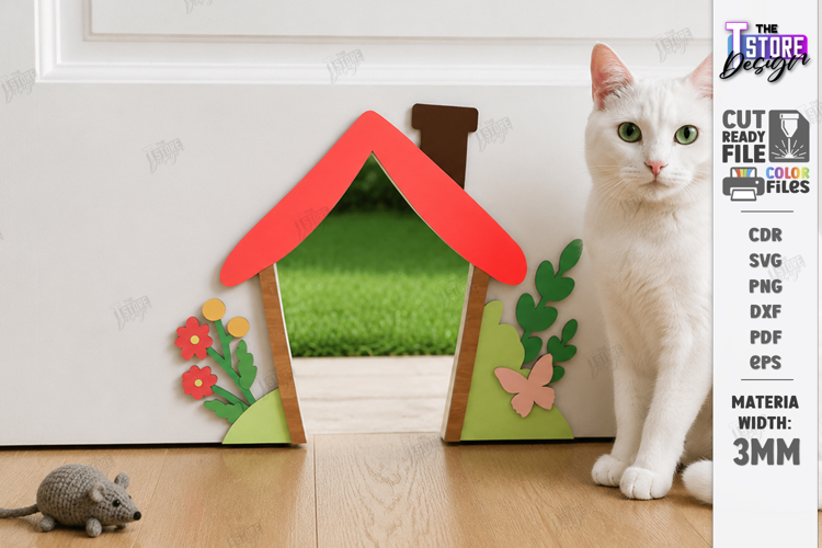 Wooden Cat Door Laser Cut | Pet Friendly Home | Home Decor