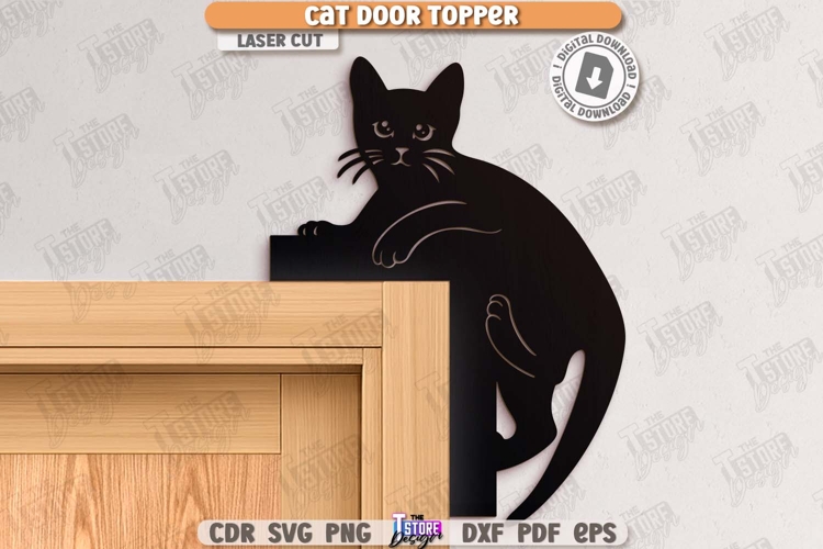 Door Corner Laser Cut |Cat Silhouette|Wall Sign| Home Decor