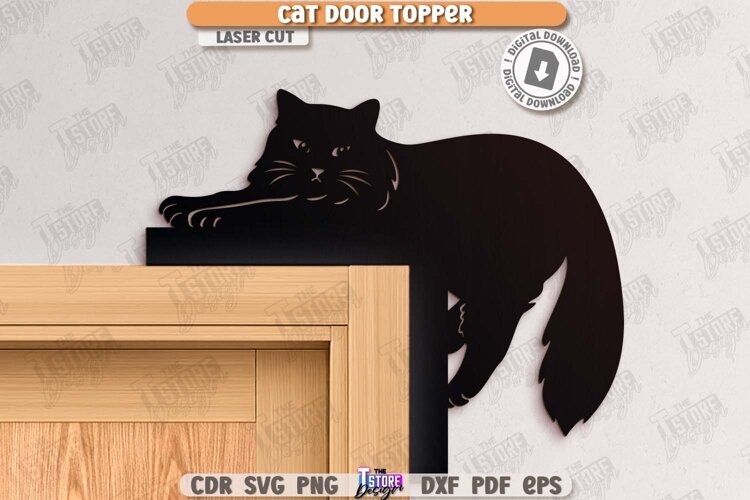 Door Corner Laser Cut |Cat Silhouette|Wall Sign| Home Decor example image 1