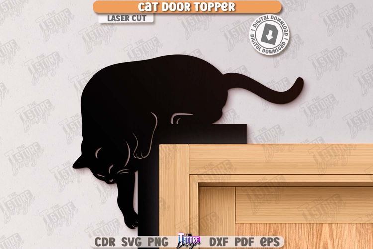 Door Corner Laser Cut |Cat Silhouette|Wall Sign| Home Decor example image 1