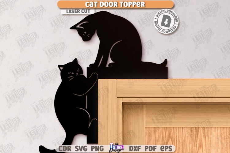 Door Corner Laser Cut |Cat Silhouette|Wall Sign| Home Decor